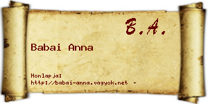 Babai Anna névjegykártya